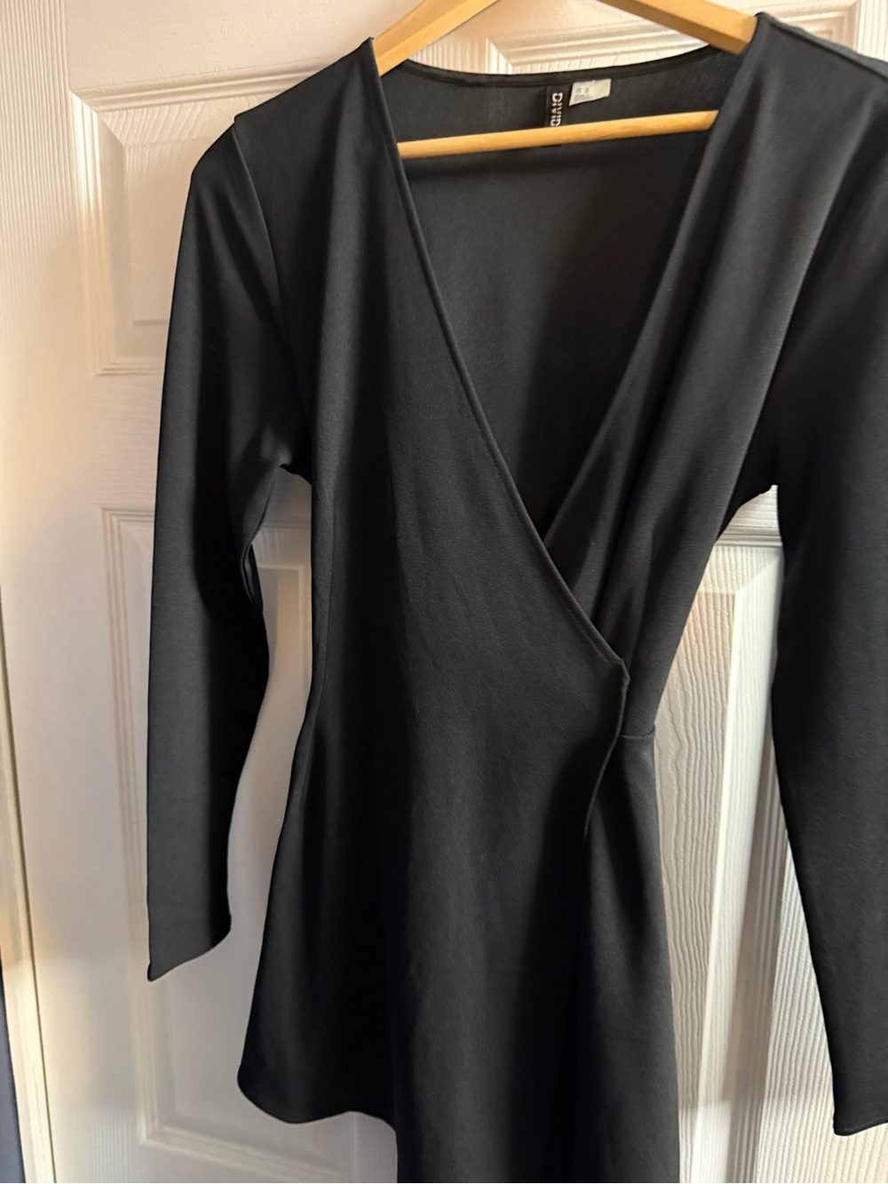 H&M Divided Black Wrap-Style Long Sleeve Dress